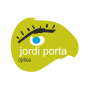 Logotipo de Óptica Jordi Porta con diseño en verde y azul.